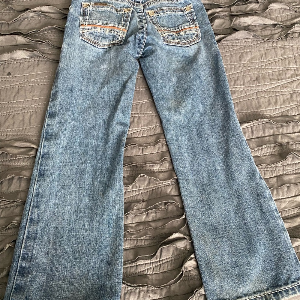 Ariat Blue Denim Jeans with Map Print Lining pantalón de niño - Picture 5 of 7